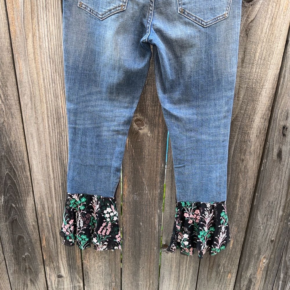 Pilcro & The Letterpress by Anthropologie Tiered Flounce Lace Hem Jeans Size 25 - Picture 10 of 11